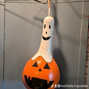 Hand-Painted Pumpkin Ghost Gourd Decoration
